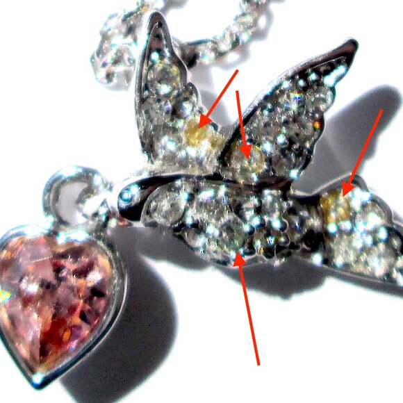 ✨🕊️🩷 Swarovski Swan Mark Pendant Necklace Dove Pink Heart Silver Tn Adjustable - Picture 8 of 10